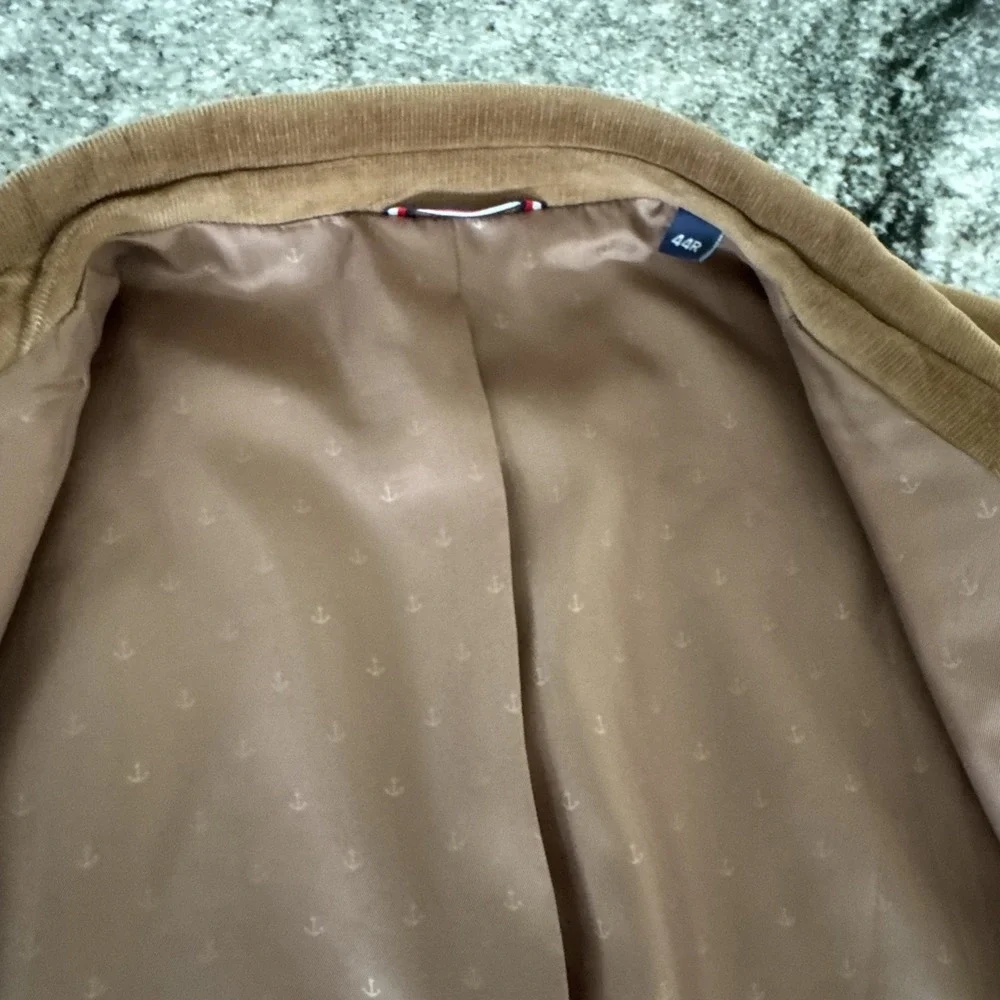 Tommy Hilfiger Velvet Blazer Jacket Men's 44 Regular  Modern Brown With Patches